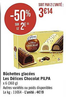 Bûchettes Glacées Les Délices Chocolat Pilpa