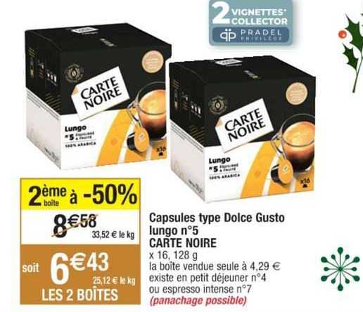 capsules type doce gusto lungo n°5 carte noire