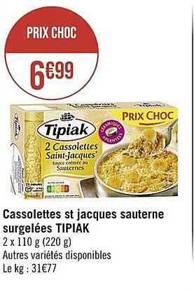 cassolettes st jacques sauterne surgelées tipiak