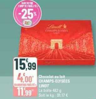 chocolat au lait champs-élysées lindt