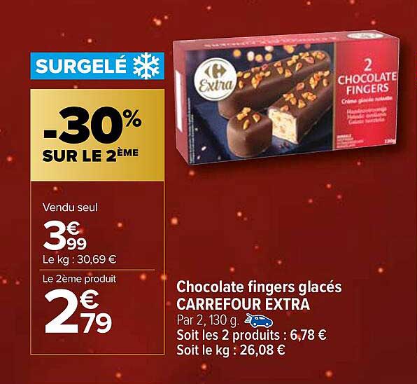 chocolate fingers glacés carrefour extra