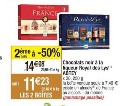 chocolats noir à la liqueur royal des lys abtey