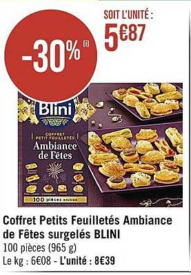 coffret petits feuilletés ambiance de fêtes surgelés blini