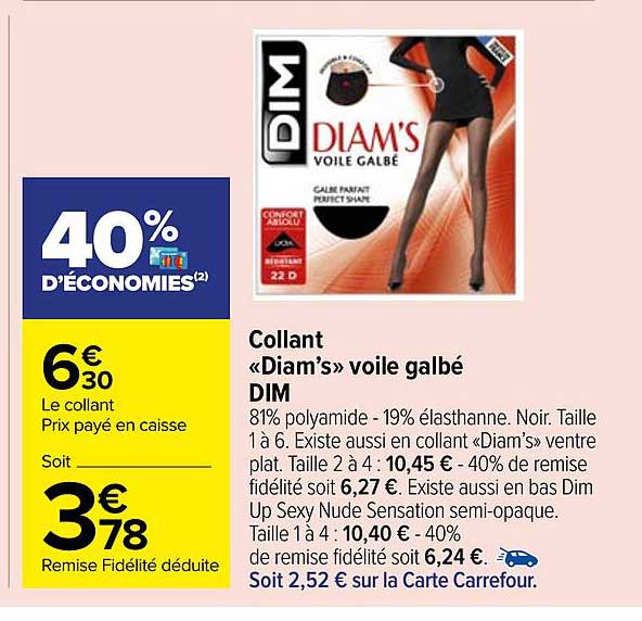 collant «diam's» voile galbé dim