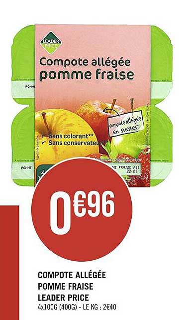 compote allégée pomme fraise leader price