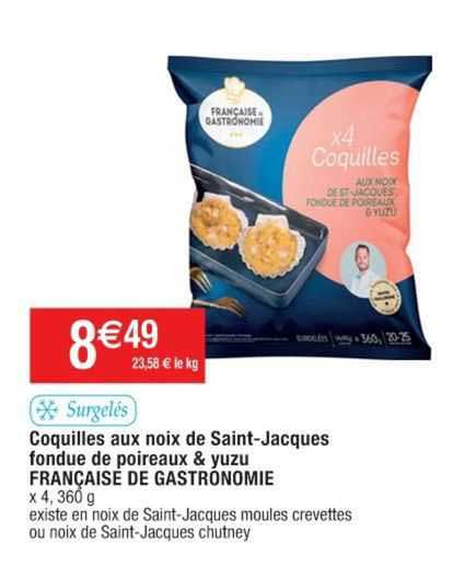 coquilles aux noix de saint-jacques fondue de poireaux & yuzu française de gastronomie