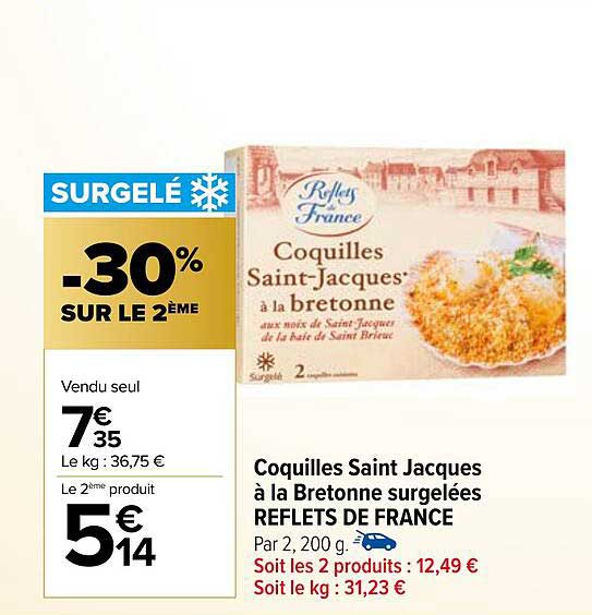 coquilles saint jacques à la bretonne surgelées reflets de france