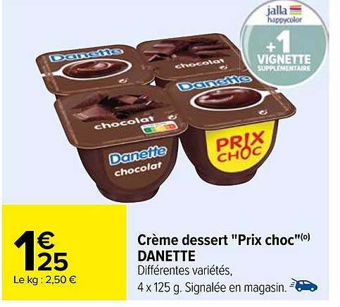 crème dessert "prix choc" danette