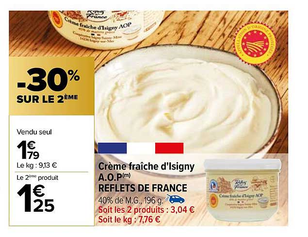 crème fraîche d'isigny a.o.p. reflets de france