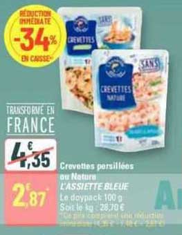 crevettes persillées ou nature l'assiette bleue