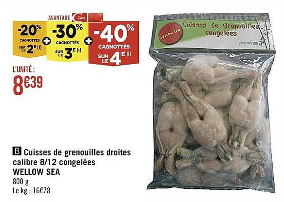 cuisses de grenouilles droites calibre 8/12 congelées wellow sea