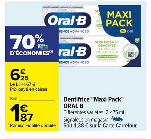 dentifrice "maxi pack" oral b