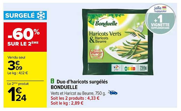 duo d'haricots surgelés bonduelle