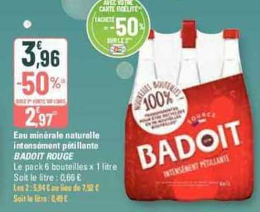 eau minérale naturelle intensément pétillante badoit rouge