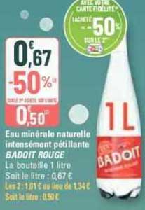 eau minérale naturelle intensément pétillante badoit rouge
