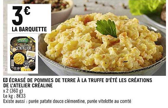 écrasé de pommes de terre à la truffe d'été les créations de l'atelier créaline