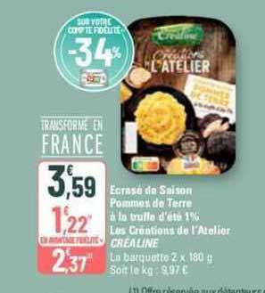 écrasé de saison pommes de terre à la truffe d'été 1% les créations de l'atelier créaline