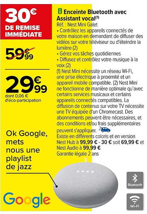 enceinte bluetooth avec assistant vical google