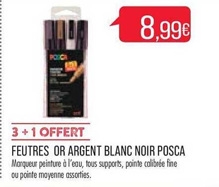 Feutres Or Argent Blanc Noir Posca