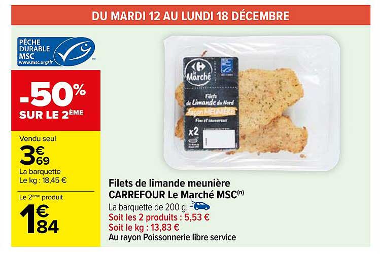 files de limande meunière carrefour le marché msc