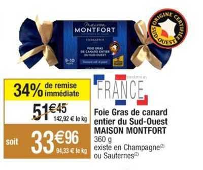 foie gras de canard entier du sud-ouest maison montfort
