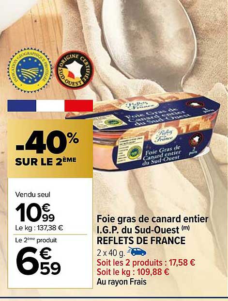 foie gras de canard entier i.g.p. du sud-ouest reflets de france