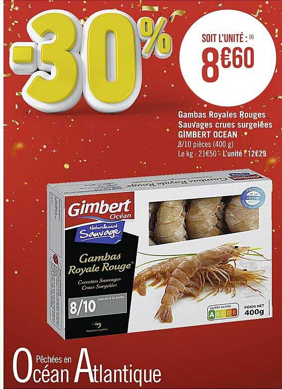 gambas royales rouges sauvages crues surgelées gimbert ocean