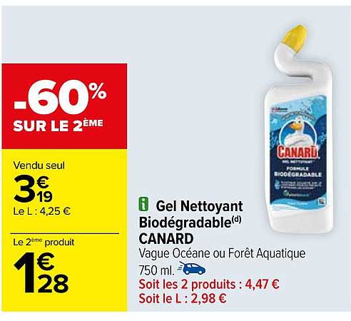 gel nettoyant biodégradable canard