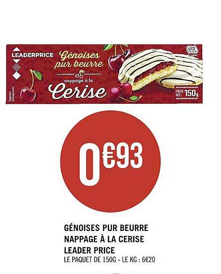 génoises pur beurre nappage à la cerise leader price