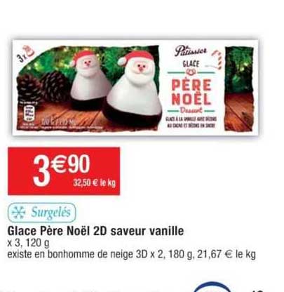 glace père noël 2d saveur vanille