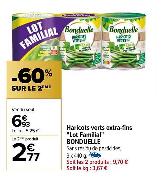 haricots verts extra-fins "lot familial" bonduelle