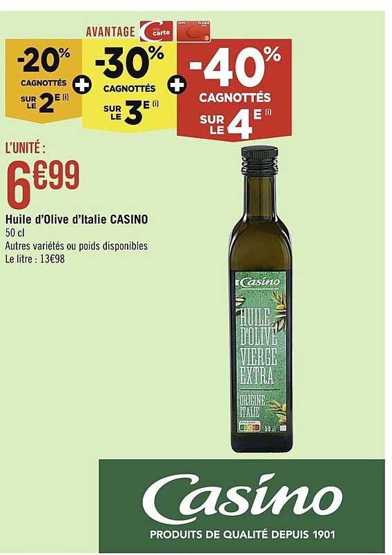 huile d'olive d'italie casino