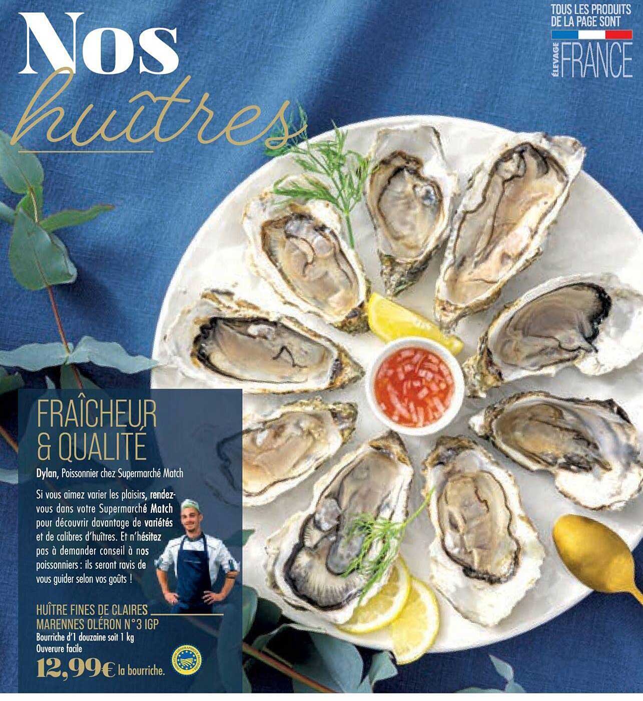 huître fines de claires marennes oléron n°3 igp