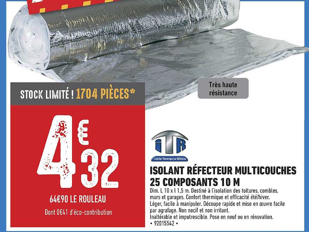 isolant réfecteur multicouches 25 composants 10 m
