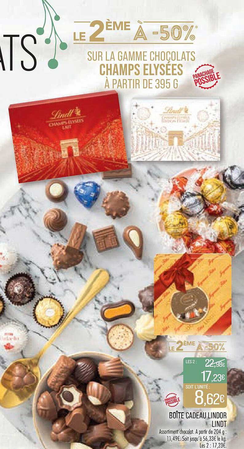 la gamme chocolats champs élysées, boîte cadeau lindor