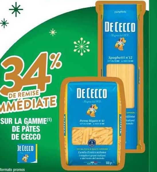 la gamme de pâtes de cecco