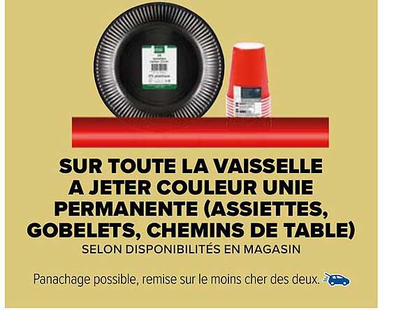 la vaisselle à jeter couleur unie permanente (assiettes, gobelets, chemins de table)