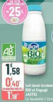 Lait Demi-écrémé Bio Et Engagé Lactel