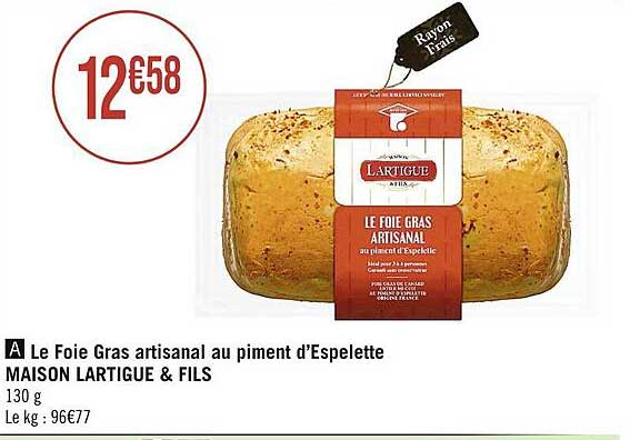 le foie gras artisanal au piment d'espelette maison lartigue & fils