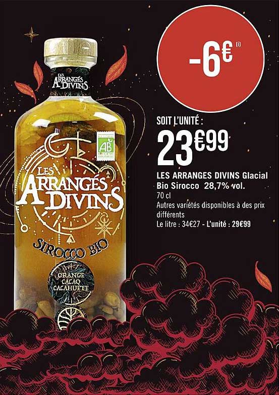 les arrangés divin glacial bio sirocco 28,7% vol.