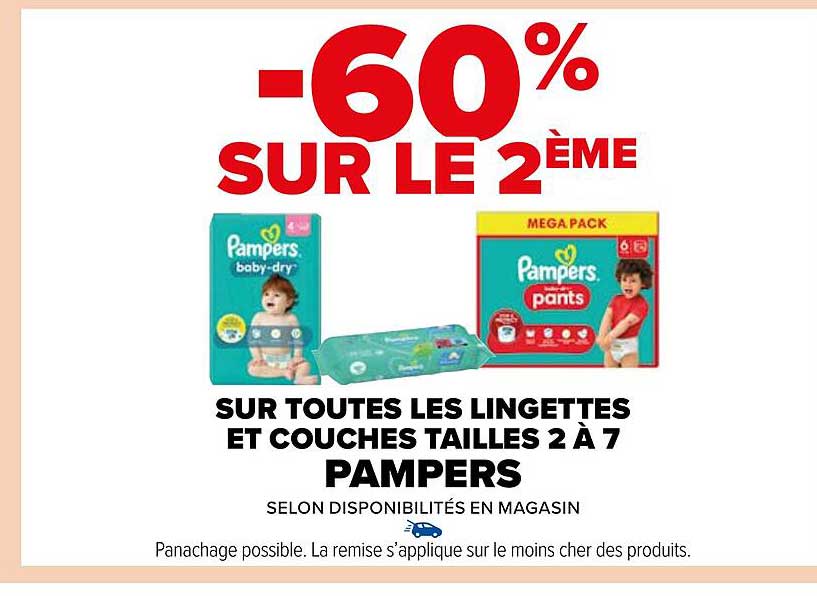 les lingettes et couches tailles 2 à 7 pampers