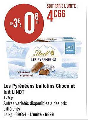 les pyrénéens ballotins chocolat lait lindt