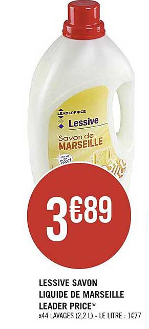 lessive savon liquide de marseille leader price