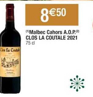 malbec cahors a.o.p. clos la coutale 2021
