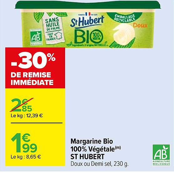 margarine bio 100% végétale st hubert