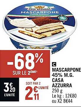 mascarpone 45% m.g. casa azzurra