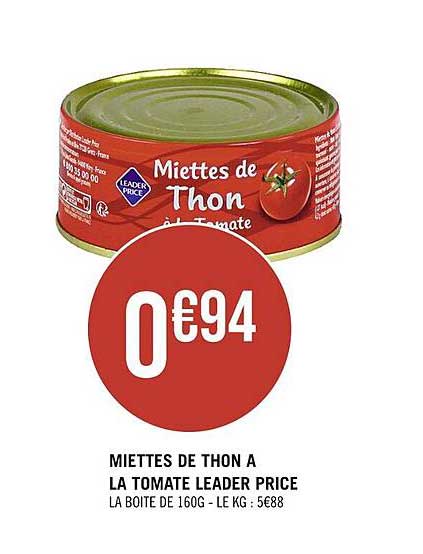 miettes de thon à la tomate leader price