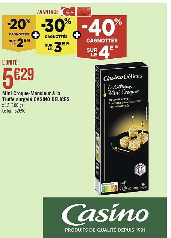 mini croque-monsieur à la truffe surgelé casino délices
