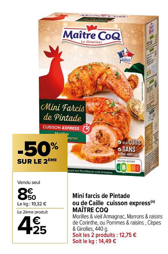 mini farcis de pintade ou de caille cuisson express maître coq