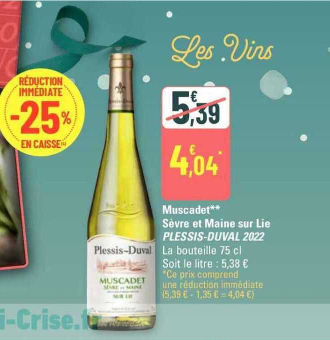 muscadet sèvre et maine sur lie plessis-duval 2022